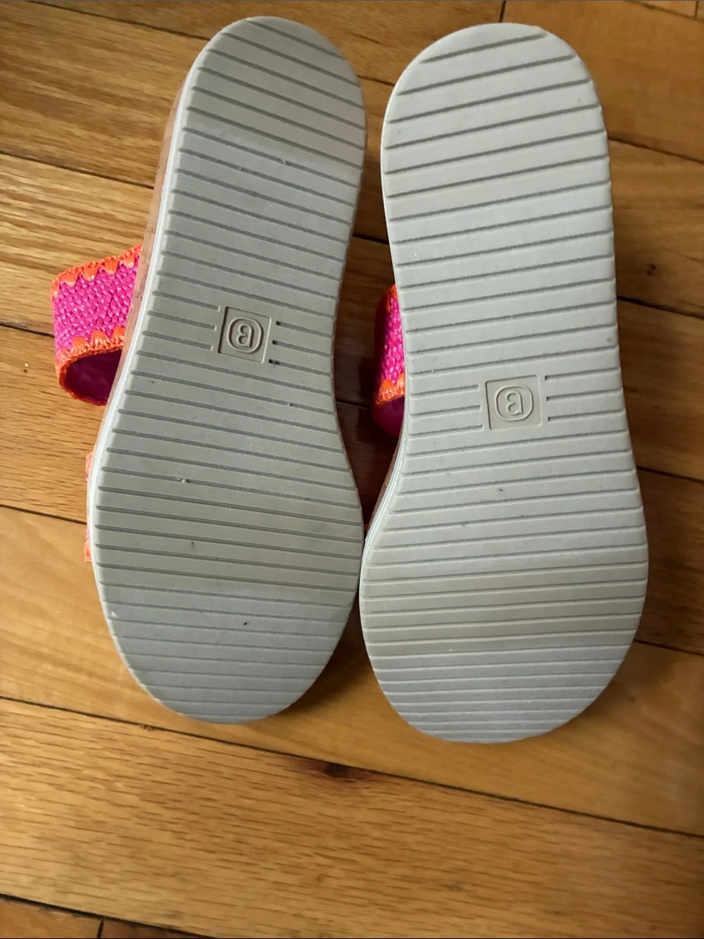 LifeStride Pink and Orange Woven Cork Wedge Slides